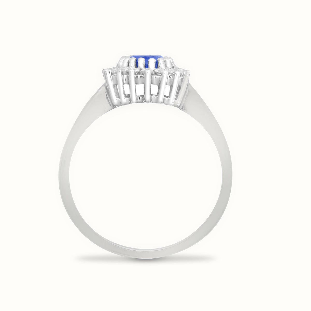 9ct White Gold Natural Diamond 23pts & Sapphire 1.10ct Ring