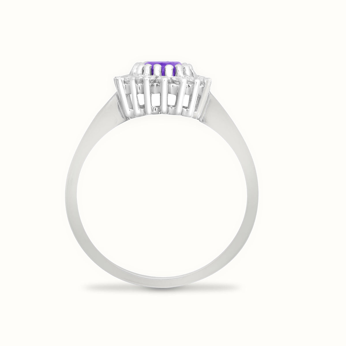 9ct White Gold Natural Diamond 23pts & Amethyst 70pts Ring