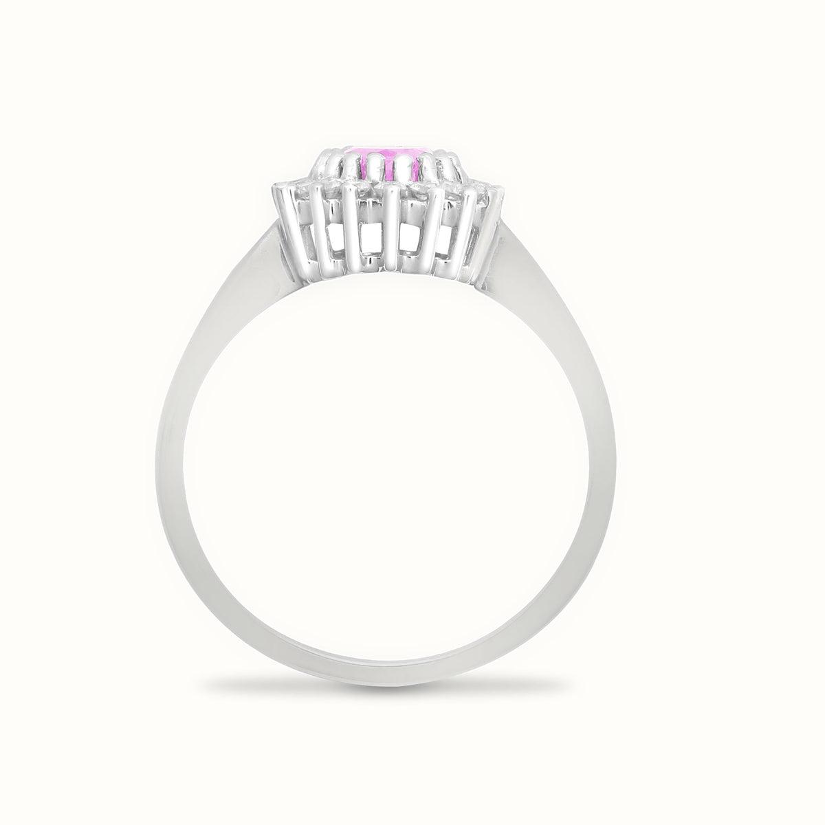 9ct White Gold Natural Diamond 23pts & Pink Sapphire 1.06ct Ring