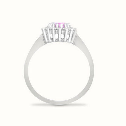9ct White Gold Natural Diamond 23pts & Pink Sapphire 1.06ct Ring