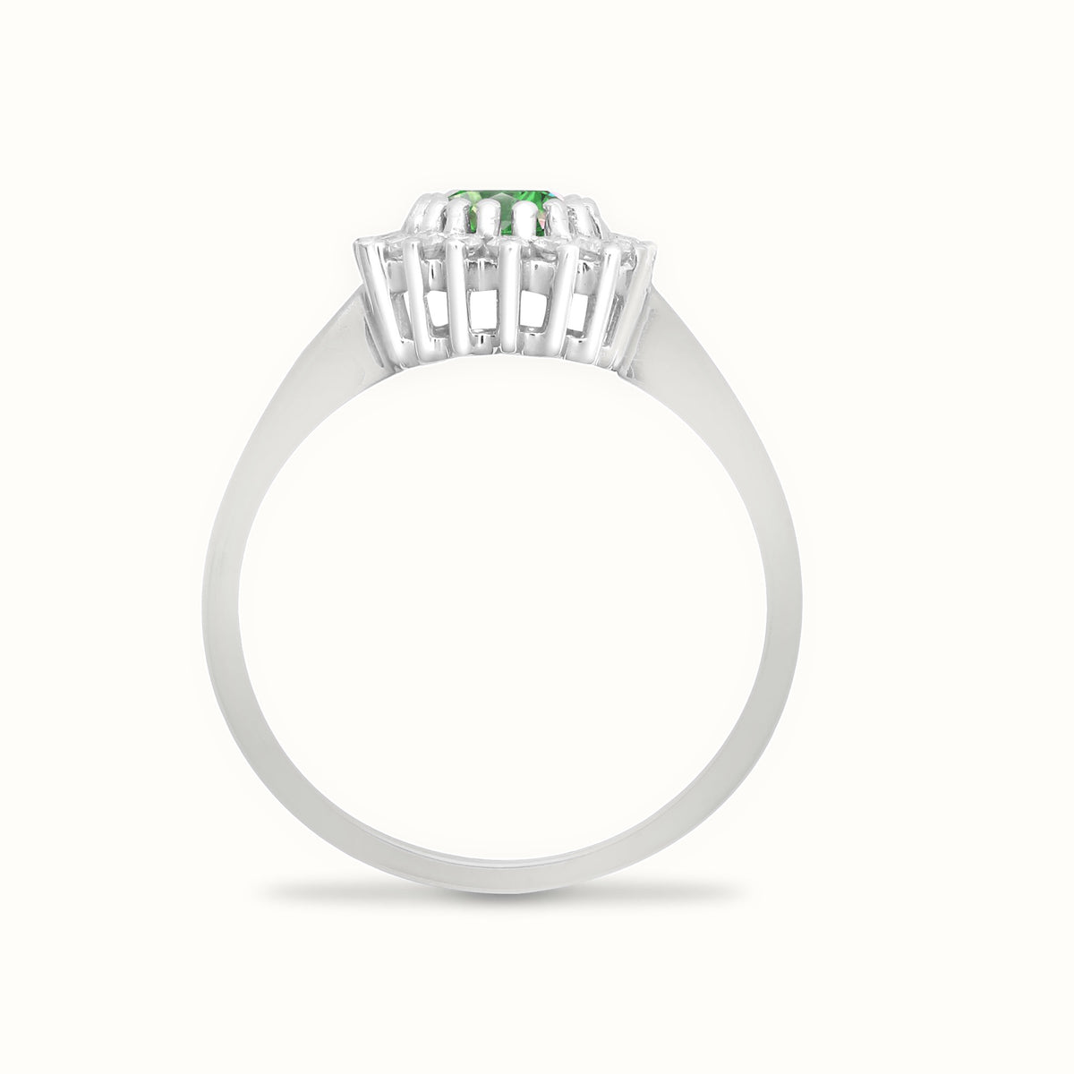 9ct White Gold Natural Diamond 23pts & Emerald 78pts Ring