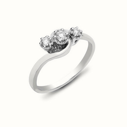 9ct White Gold Trilogy Natural Diamond Ring