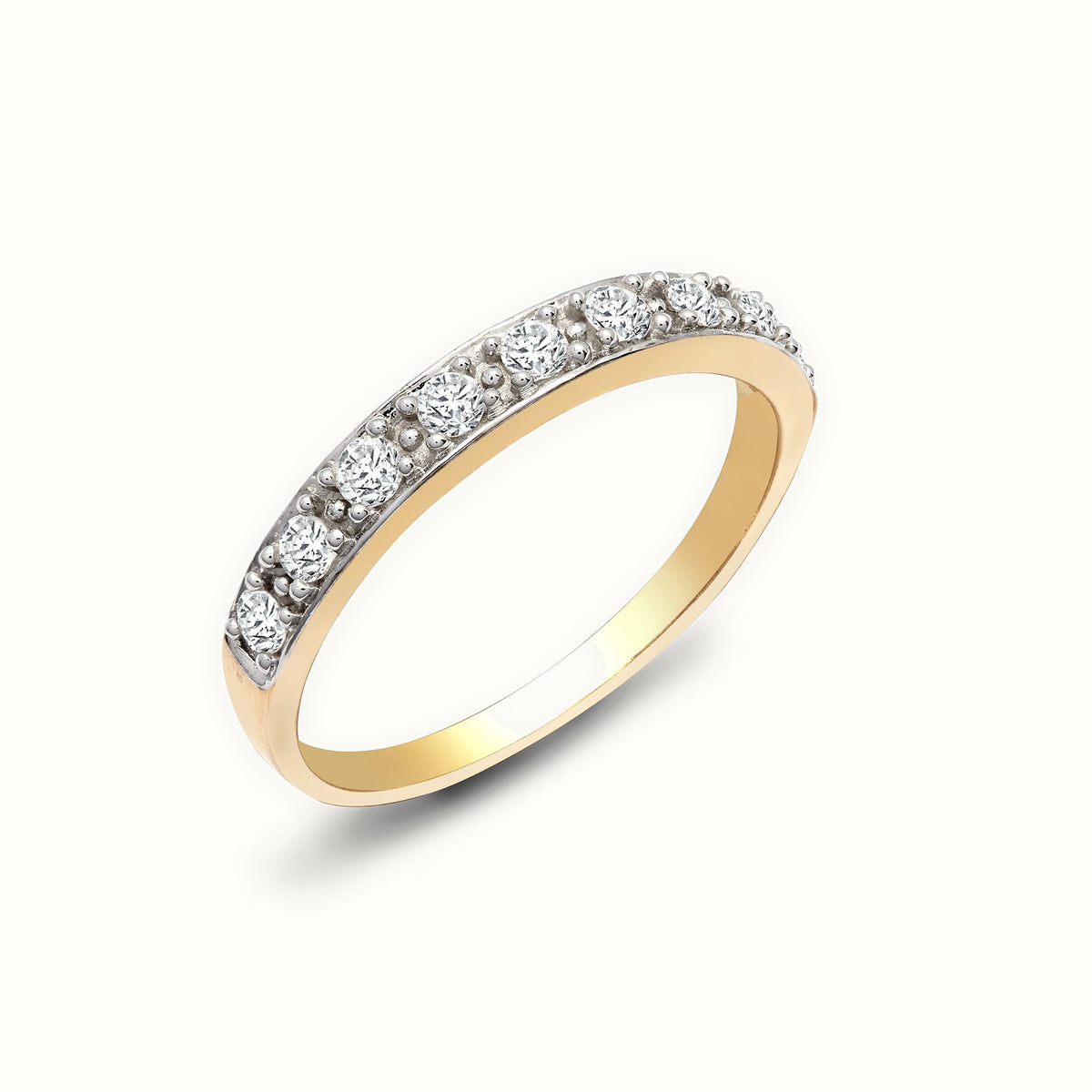 9ct Yellow Gold Half Eternity Natural Diamond Ring