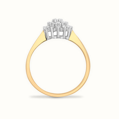 9ct Yellow Gold Natural Diamond Cluster Ring