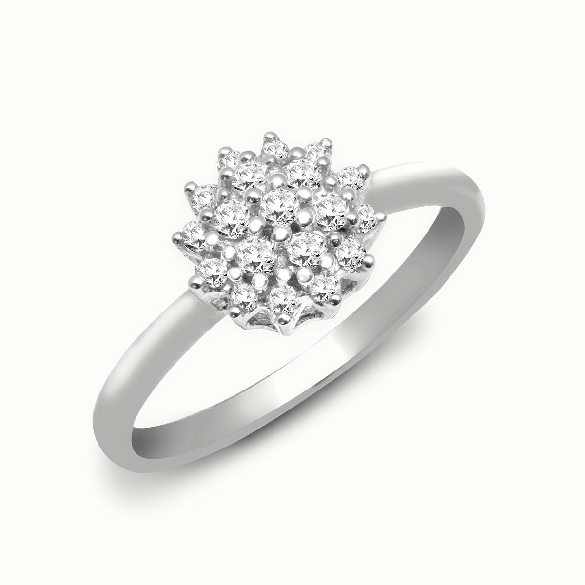 9ct White Gold Natural Diamond Cluster Ring