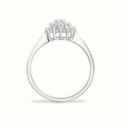 9ct White Gold Natural Diamond Cluster Ring