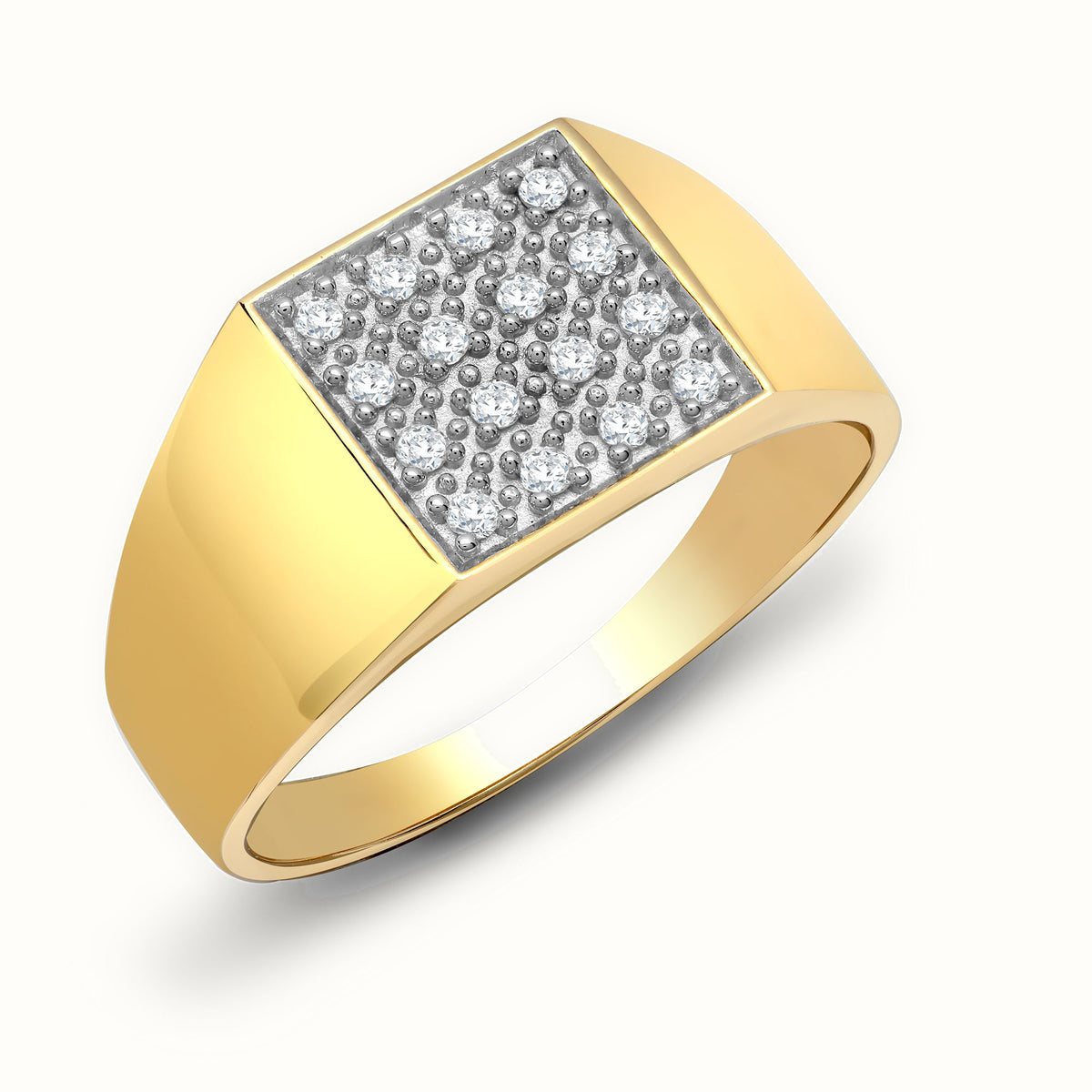 9ct Yellow Gold Gents Natural Diamond Ring
