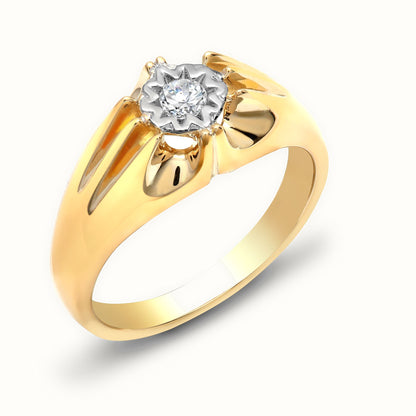 9ct Yellow Gold Gents Natural Diamond Ring