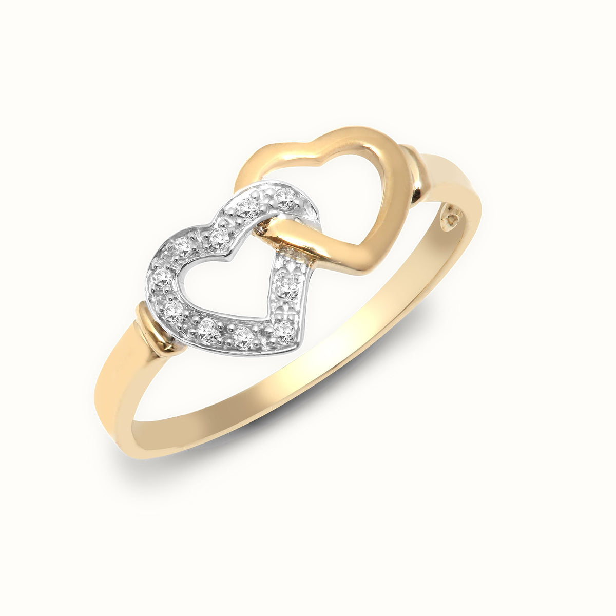 9ct Yellow Gold Natural Diamond Heart Ring