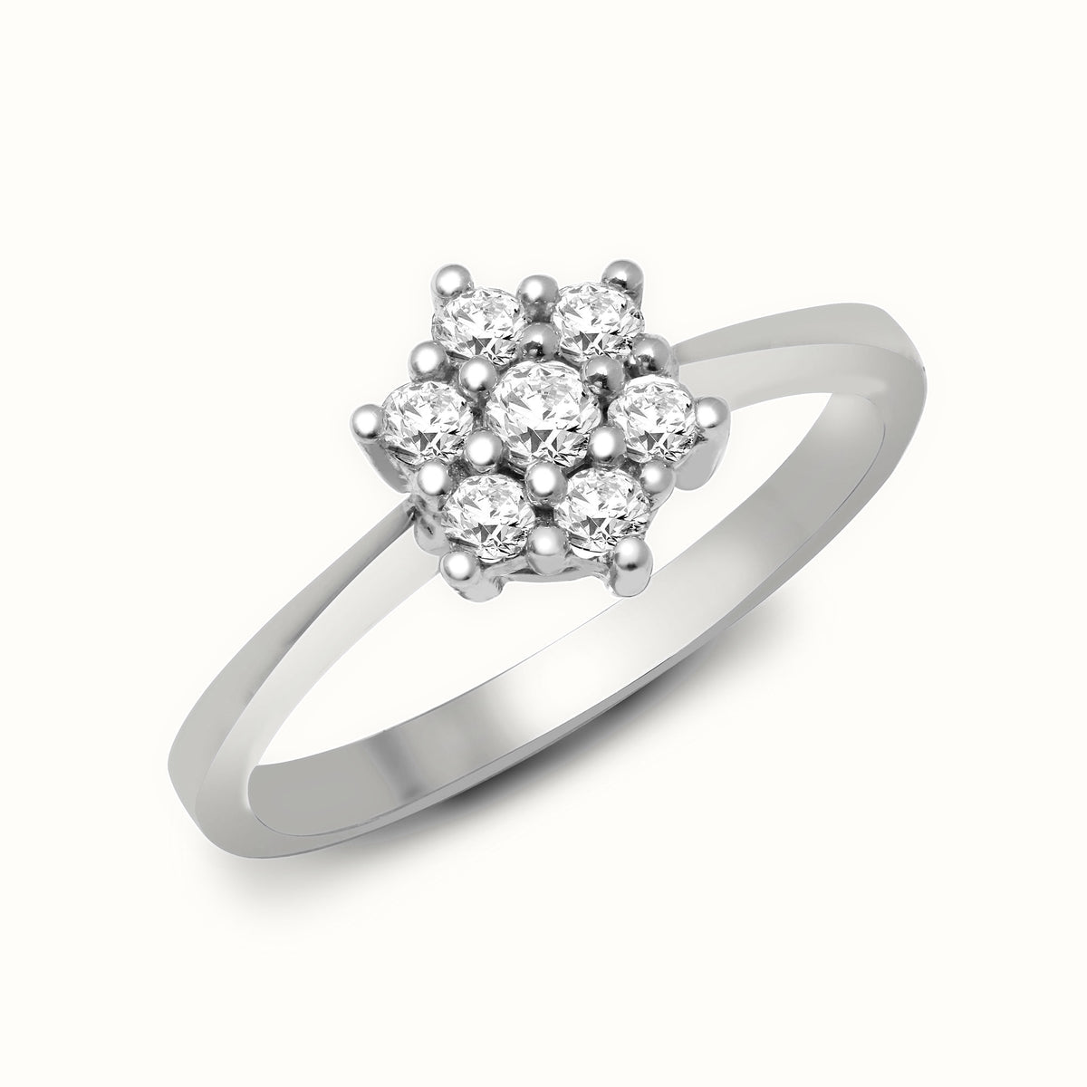 9ct White 0.33ct 6 x 1 Cluster Ring