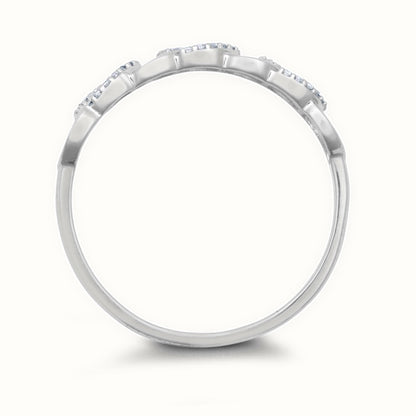 9ct White Gold 0.06cts Natural Diamond Interlinked Circle Ring