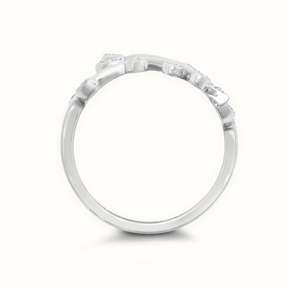 9ct White Gold 0.25cts Natural Diamond Leaf Ring