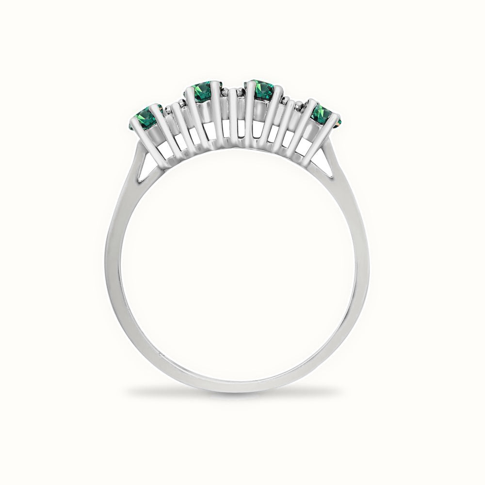 9ct Gold Natural Diamond 12pts & Emerald 80pts Ring — Delan Jewellers