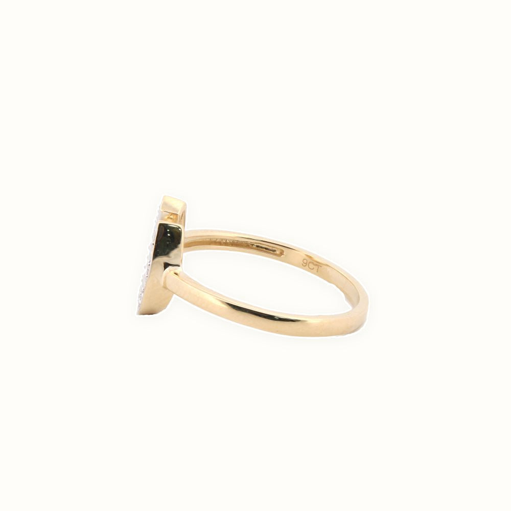 9ct Yellow 0.04ct Natural Diamond Horseshoe Ring