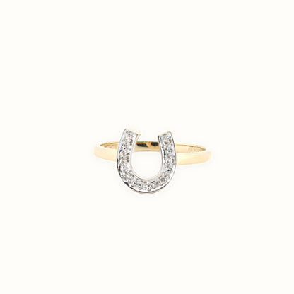 9ct Yellow 0.04ct Natural Diamond Horseshoe Ring