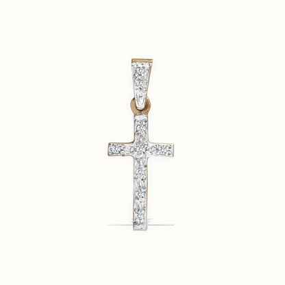 9ct Yellow Gold Natural Diamond Cross