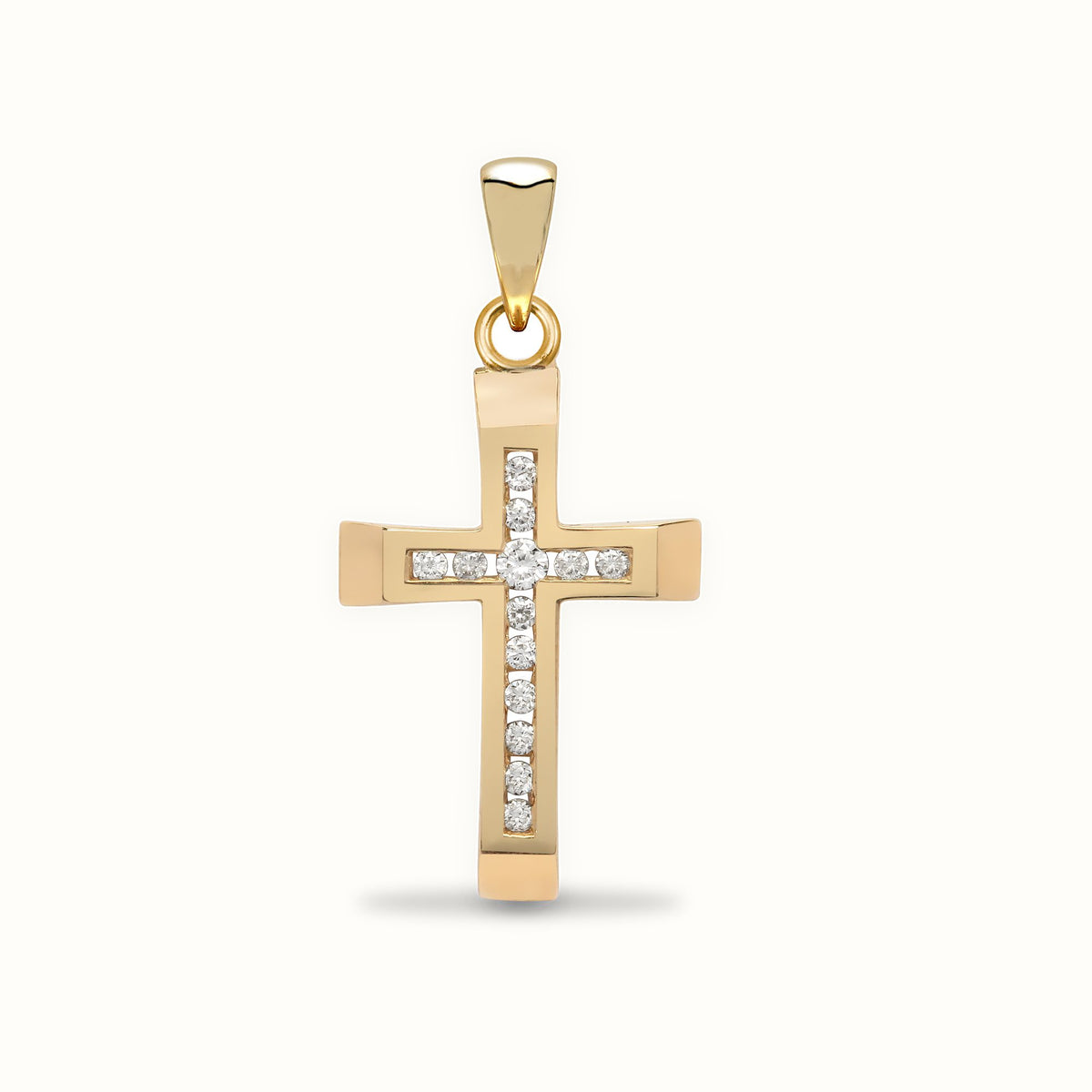 9ct Yellow Gold Natural Diamond Cross