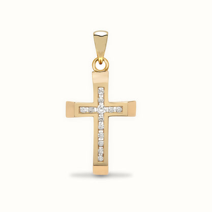 9ct Yellow Gold Natural Diamond Cross