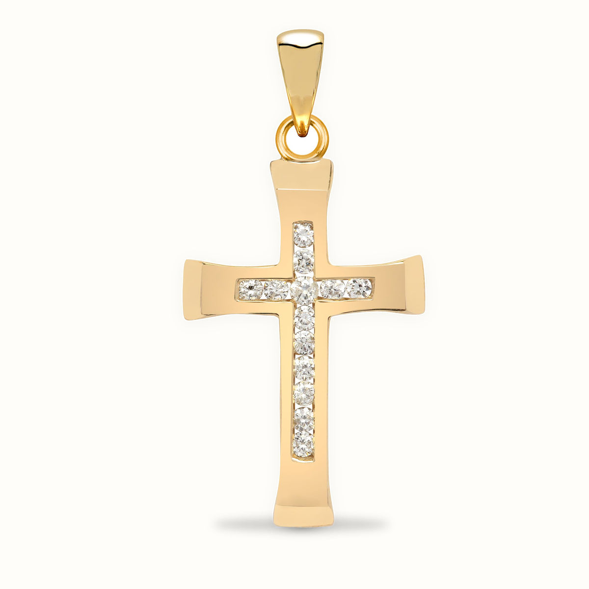 9ct Yellow Gold Natural Diamond Cross
