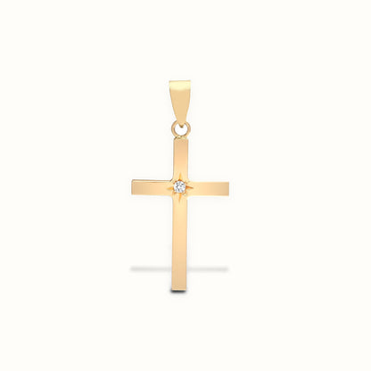 9ct Yellow Gold Natural Diamond Cross