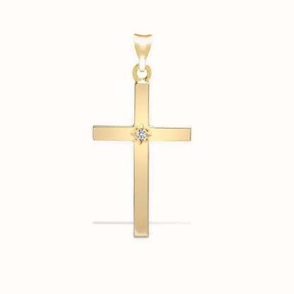 9ct Yellow Gold Natural Diamond Cross