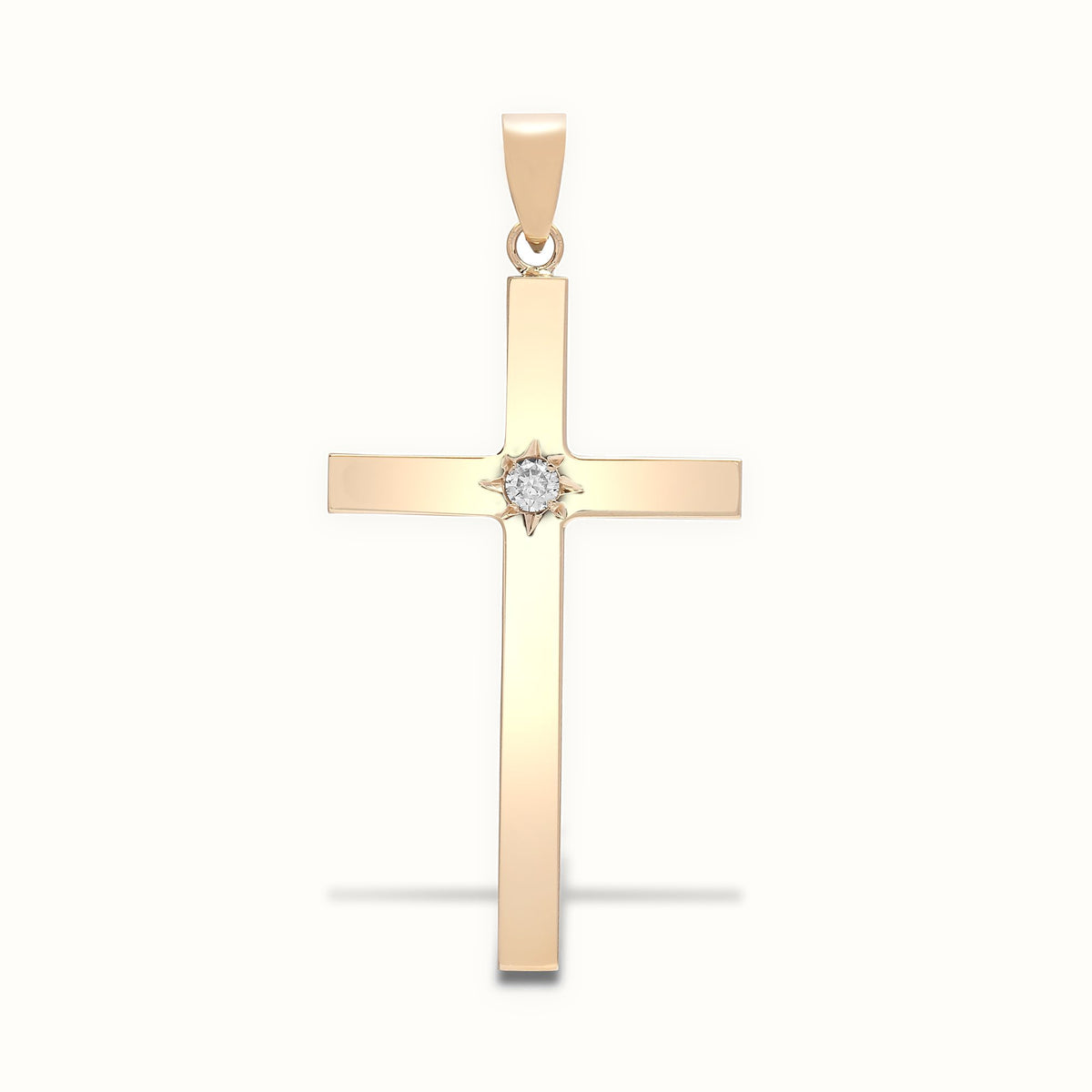9ct Yellow Gold Natural Diamond Cross