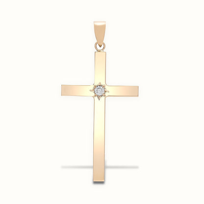 9ct Yellow Gold Natural Diamond Cross