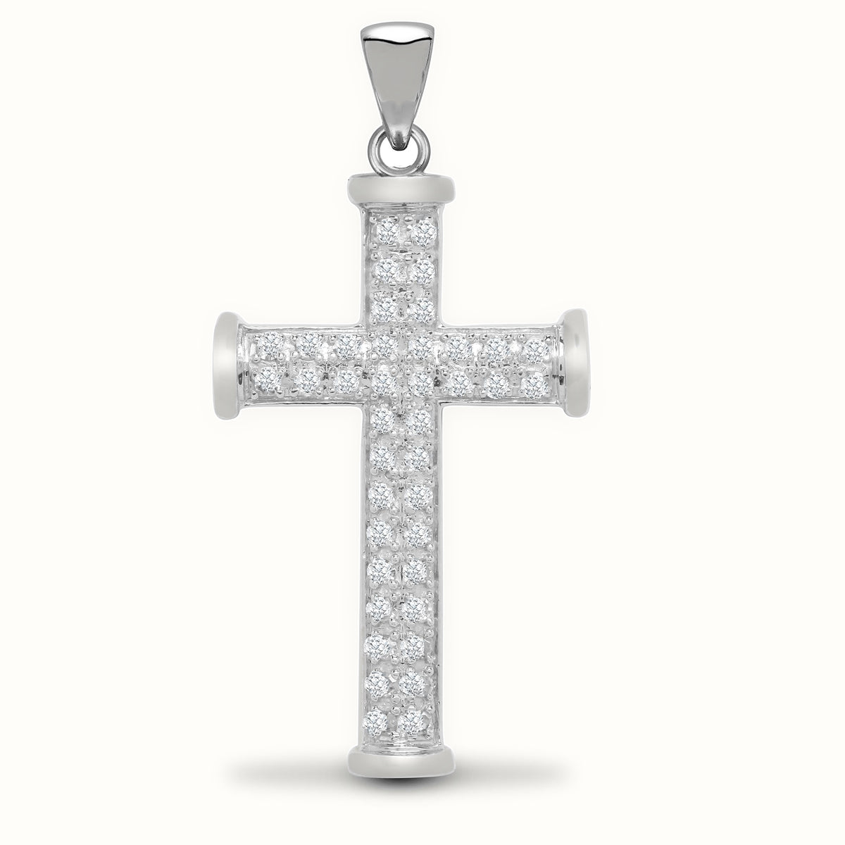 9ct White Gold Natural Diamond Cross