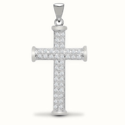 9ct White Gold Natural Diamond Cross