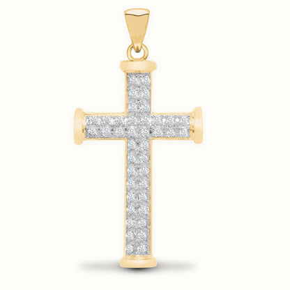 9ct Yellow Gold Natural Diamond Cross