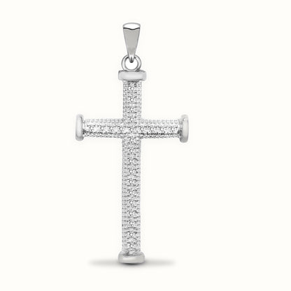 9ct White Gold Natural Diamond Cross