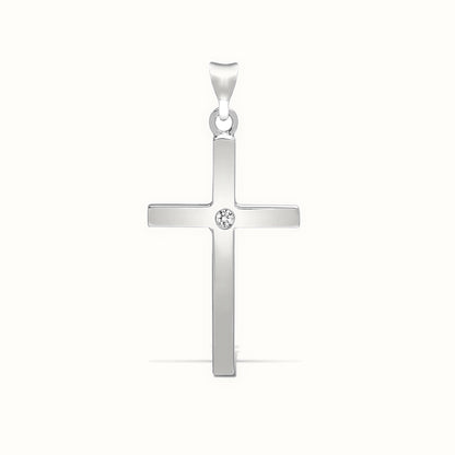 9ct White Gold Natural Diamond Cross
