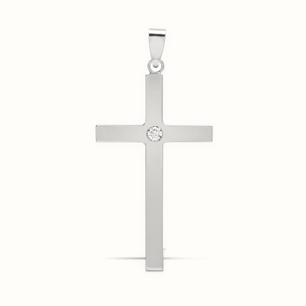 9ct White Gold Natural Diamond Cross