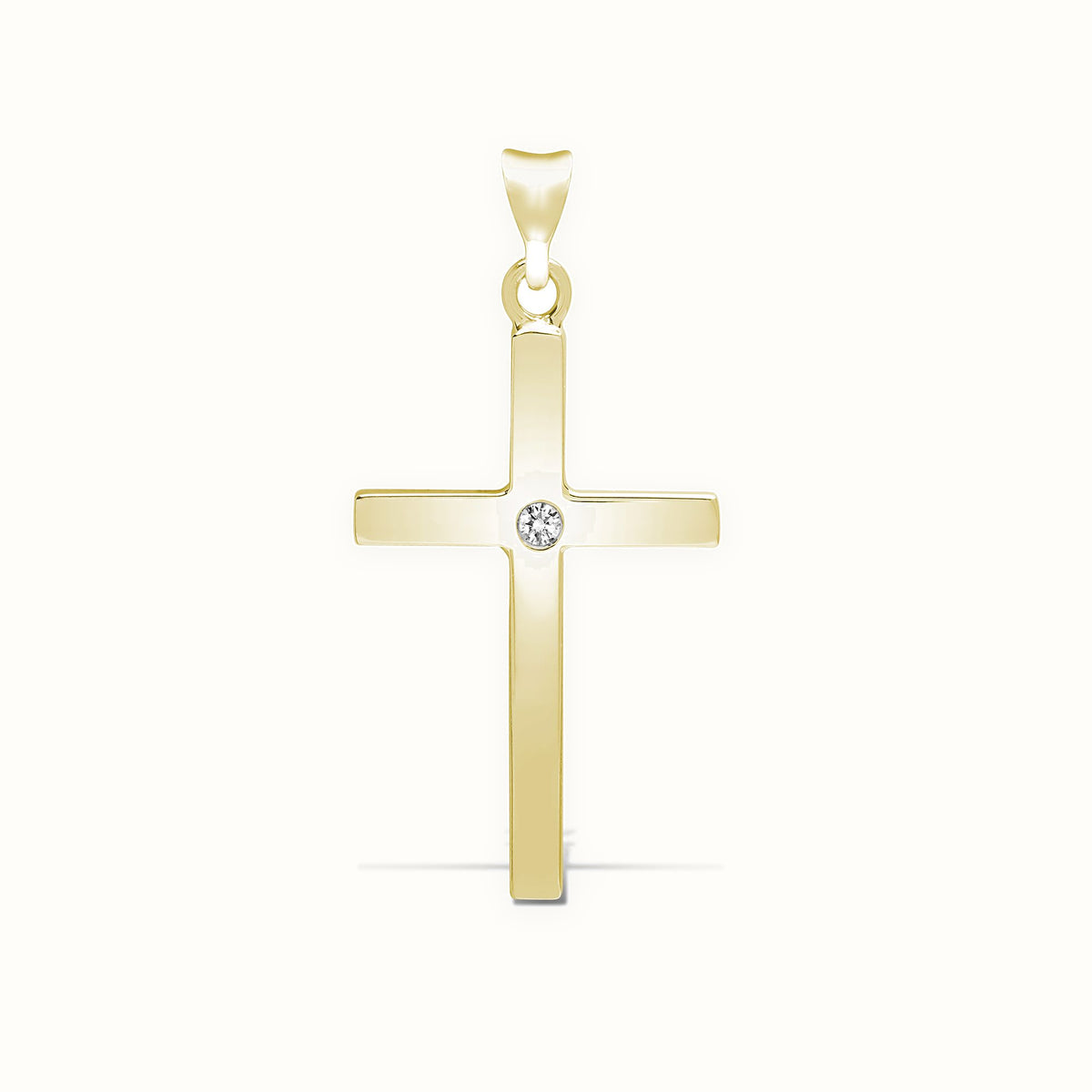 9ct Yellow Invisible Set Natural Diamond Cross