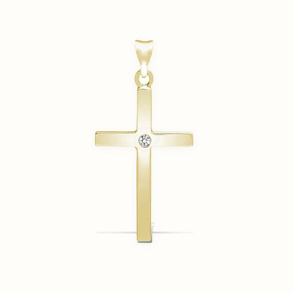 9ct Yellow Invisible Set Natural Diamond Cross