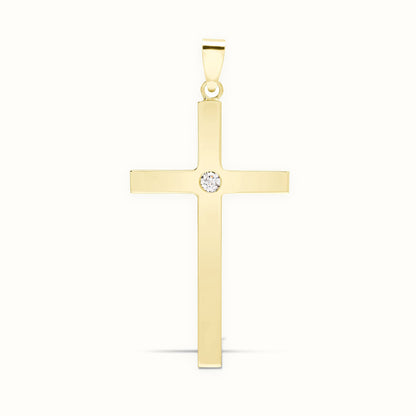 9ct Yellow Invisible Set Natural Diamond Cross