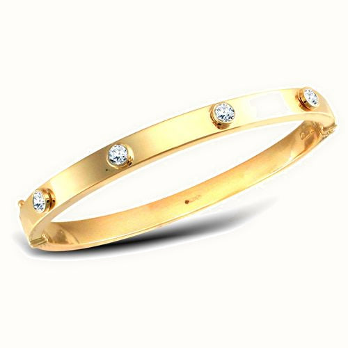 9ct Yellow Gold Rub-Over Set Bangle
