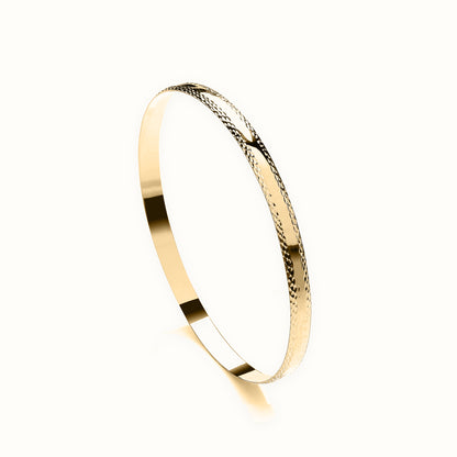 9ct Yellow Gold D-Profile Diamond Cut Slave Bangle