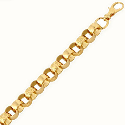 9ct Yellow Gold Cast Patterned Plain Belcher Chain
