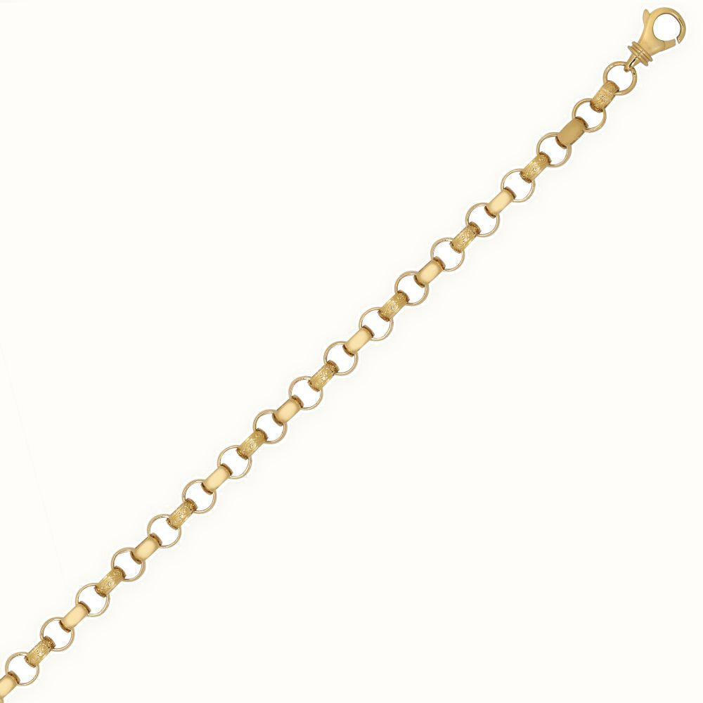 9ct Yellow Gold Cast Patterned Plain Belcher Bracelet