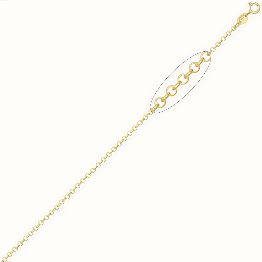 9ct Yellow Gold Round Belcher Gauge Pendant Chain