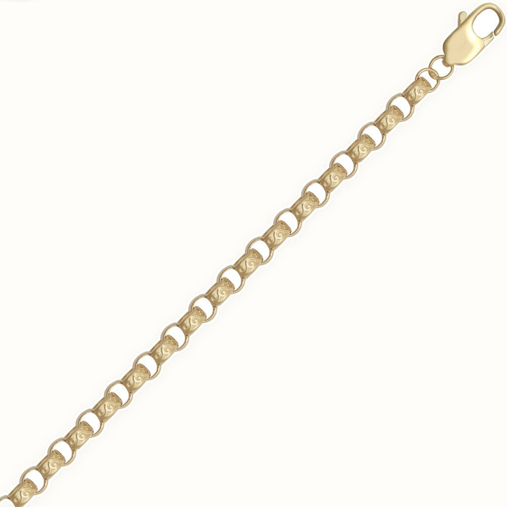 9ct Yellow Gold Cast Plain and Engraved Belcher 5.1mm Gauge