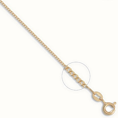 9ct Yellow Gold Diamond Cut Curb Gauge Pendant Chain