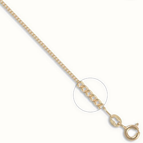 9ct Yellow Gold Diamond Cut Curb Gauge Pendant Chain