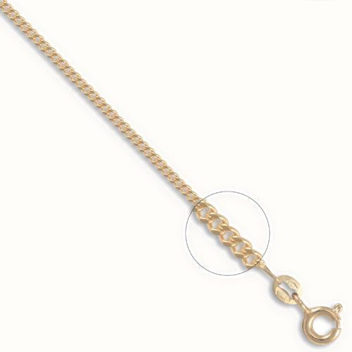 9ct Yellow Gold Diamond Cut Curb Gauge Pendant Chain