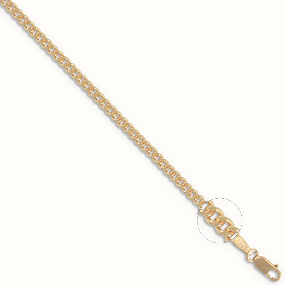 9ct Yellow Gold Diamond Cut Curb Gauge Pendant Chain