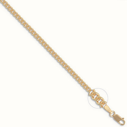 9ct Yellow Gold Diamond Cut Curb Gauge Pendant Chain