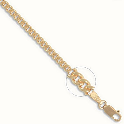 9ct Yellow Gold Diamond Cut Curb Gauge Pendant Chain