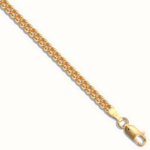 9ct Yellow Gold Diamond Cut Curb Gauge Pendant Chain