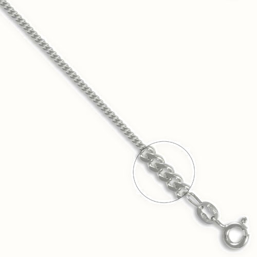 9ct White Gold Diamond Cut Curb Gauge Pendant Chain